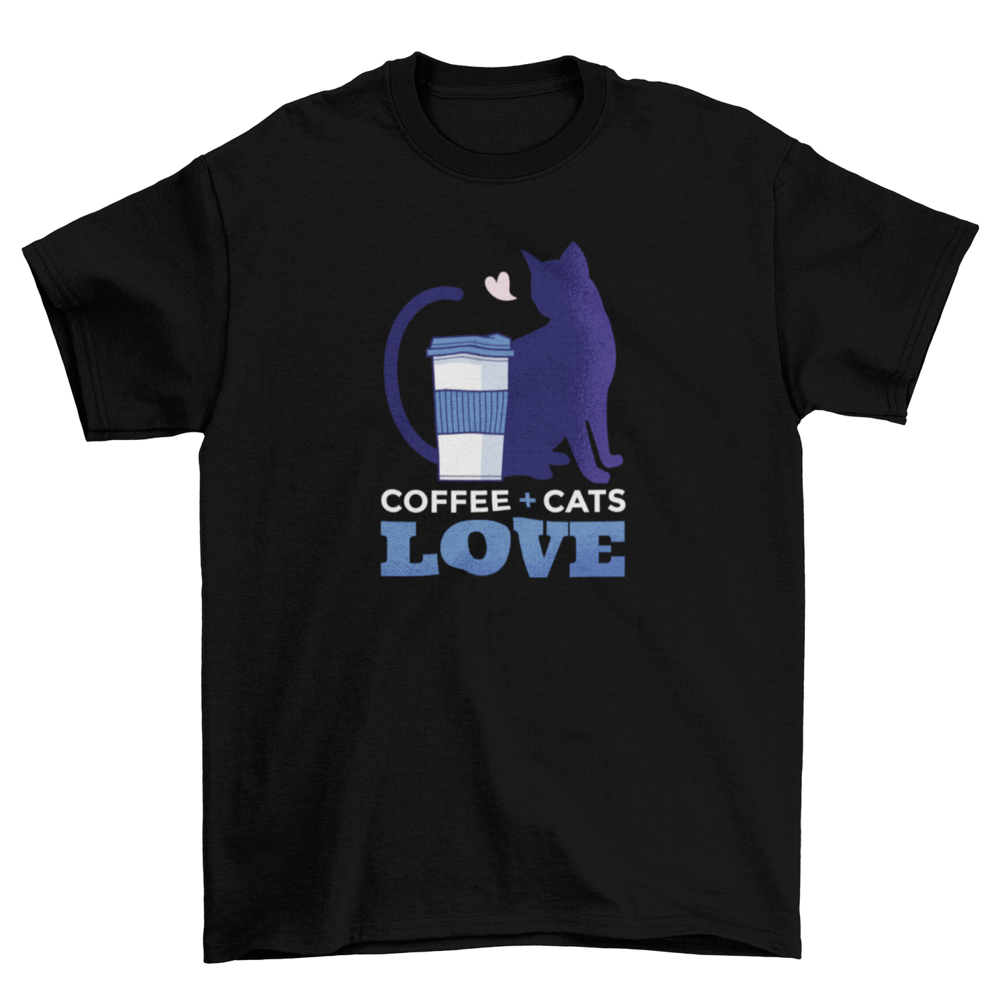 Cute Coffee Cup Pet Cat Silhouette Quote "Coffee+Cats Love" Food &