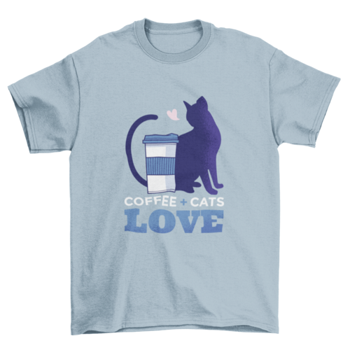 Cute Coffee Cup Pet Cat Silhouette Quote "Coffee+Cats Love" Food &