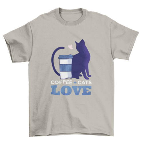 Cute Coffee Cup Pet Cat Silhouette Quote "Coffee+Cats Love" Food &