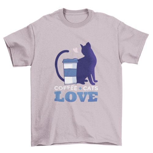 Cute Coffee Cup Pet Cat Silhouette Quote "Coffee+Cats Love" Food &