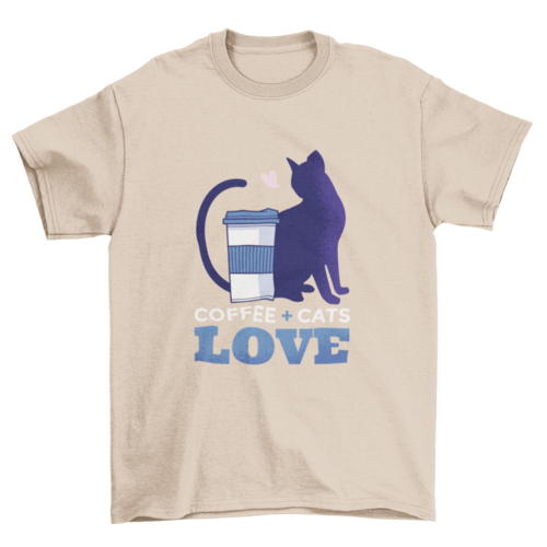 Cute Coffee Cup Pet Cat Silhouette Quote "Coffee+Cats Love" Food &