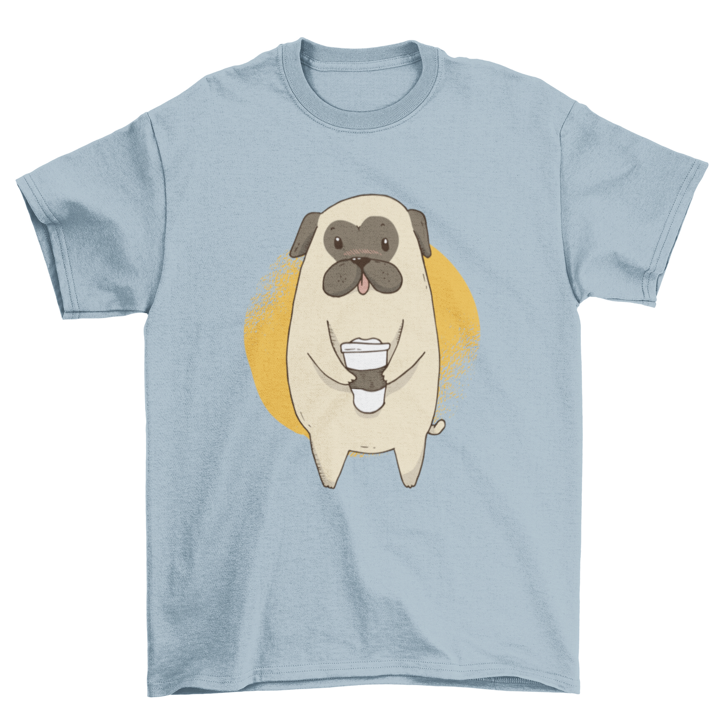 Lovely Fashion Cute Little Pet Pug Holding Coffee Cup Animal & Drink