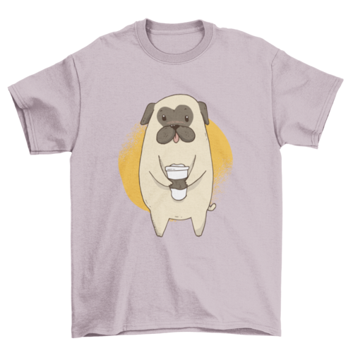 Lovely Fashion Cute Little Pet Pug Holding Coffee Cup Animal & Drink