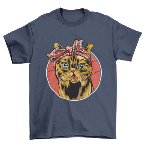 Happy Fun Dotted Bandana Design Animal Pet Cat T-shirt Pattern