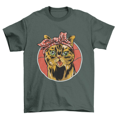 Happy Fun Dotted Bandana Design Animal Pet Cat T-shirt Pattern