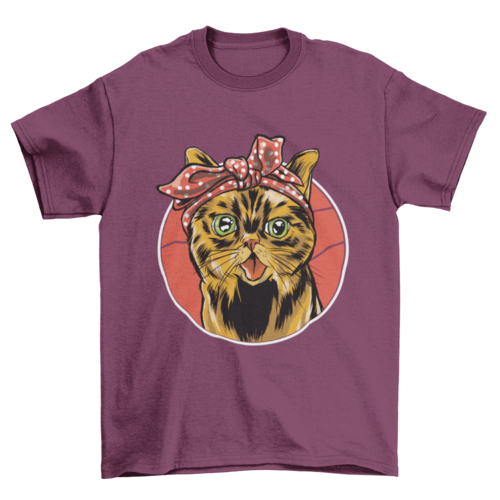 Happy Fun Dotted Bandana Design Animal Pet Cat T-shirt Pattern