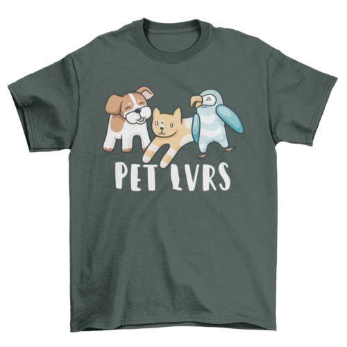 Pet animal puppy kitten and bird lovers with quote Pet lvrs t-shirt