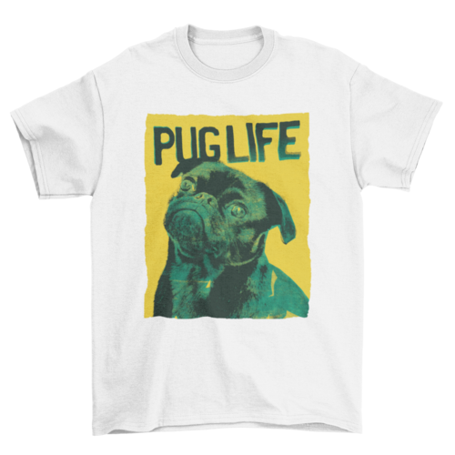 Cool Art Artistic Green Yellow Serigraphy Pet Dog quote "PUG LIFE"