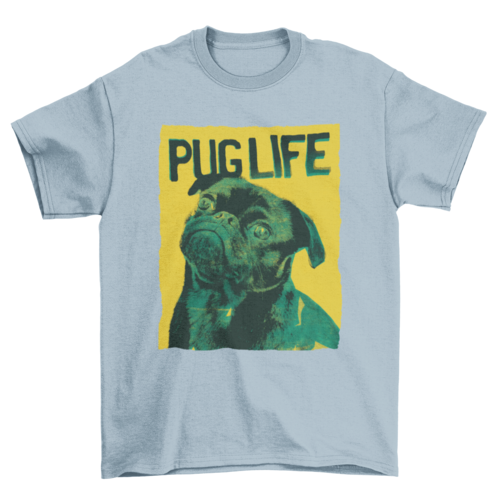 Cool Art Artistic Green Yellow Serigraphy Pet Dog quote "PUG LIFE"