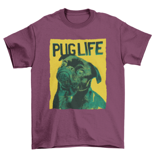 Cool Art Artistic Green Yellow Serigraphy Pet Dog quote "PUG LIFE"