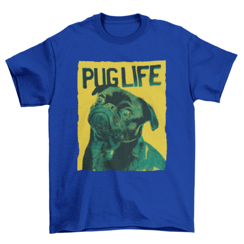 Cool Art Artistic Green Yellow Serigraphy Pet Dog quote "PUG LIFE"