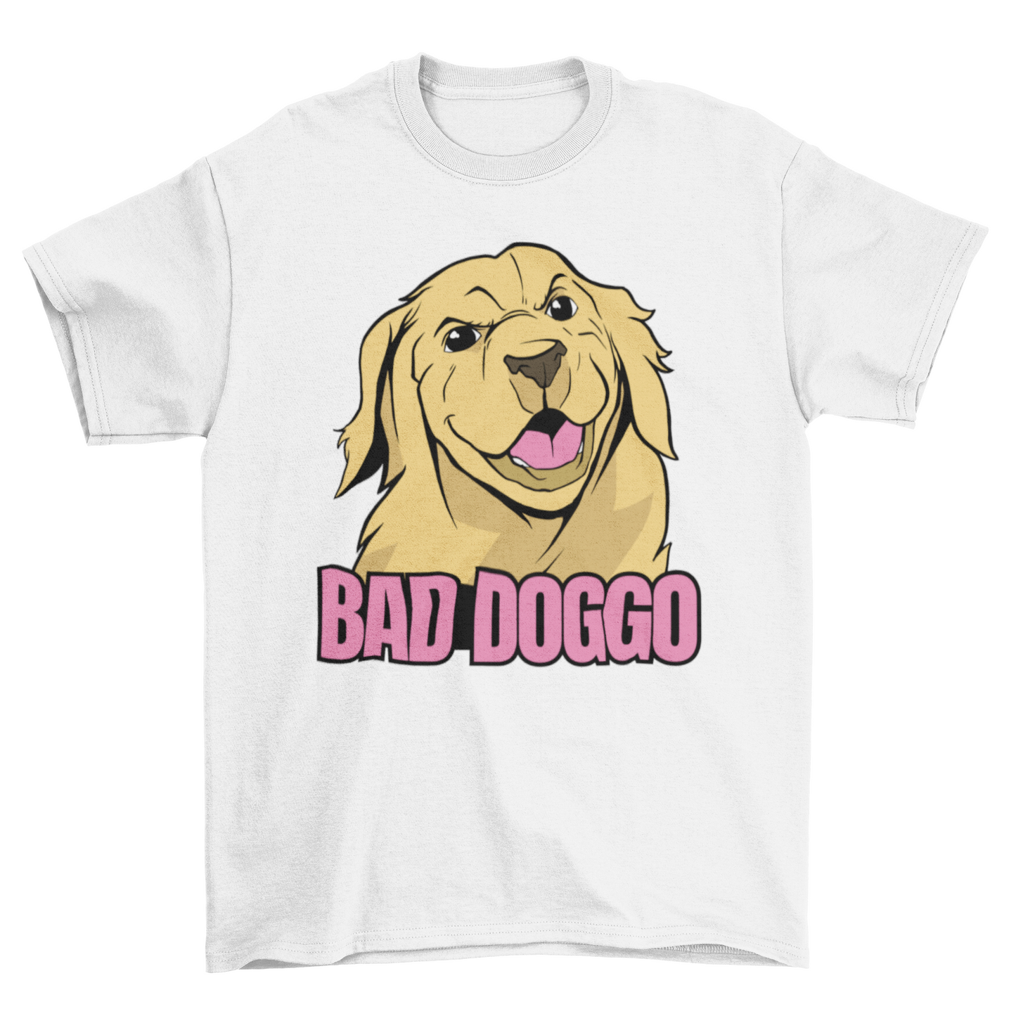 Colorful Fashion Funny Angry Cute Puppy Pet Dog Quote "Bad doggo"