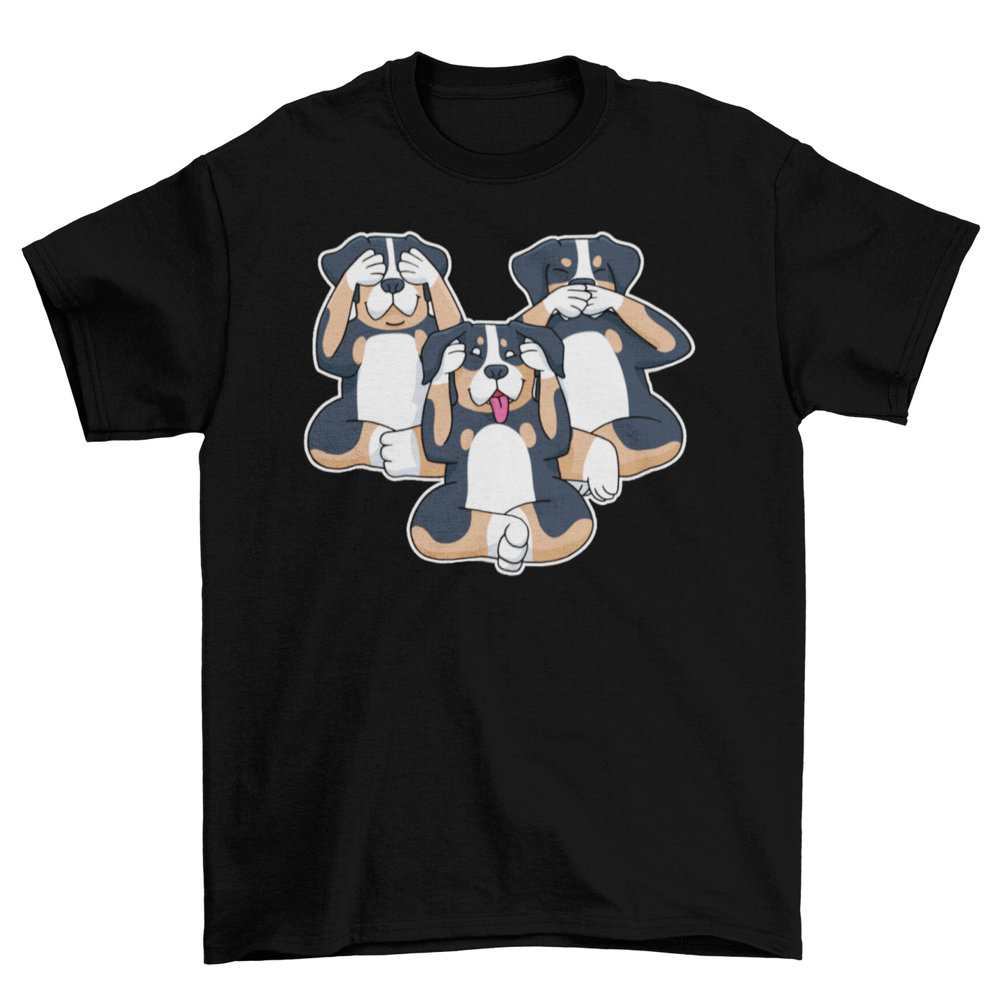 Cool Three dogs Covering Ear Eyes Mouth Pet Breed Animal t-shirt