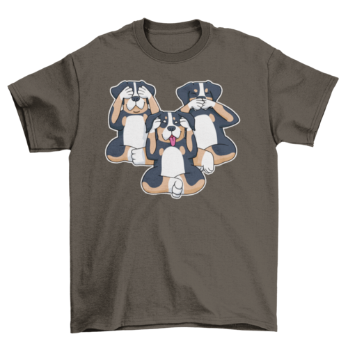 Cool Three dogs Covering Ear Eyes Mouth Pet Breed Animal t-shirt