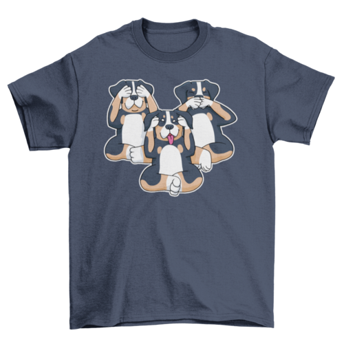 Cool Three dogs Covering Ear Eyes Mouth Pet Breed Animal t-shirt