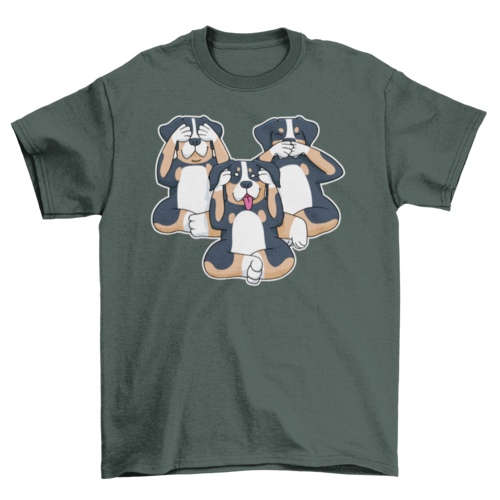 Cool Three dogs Covering Ear Eyes Mouth Pet Breed Animal t-shirt