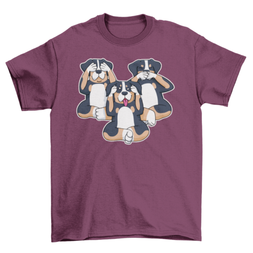 Cool Three dogs Covering Ear Eyes Mouth Pet Breed Animal t-shirt