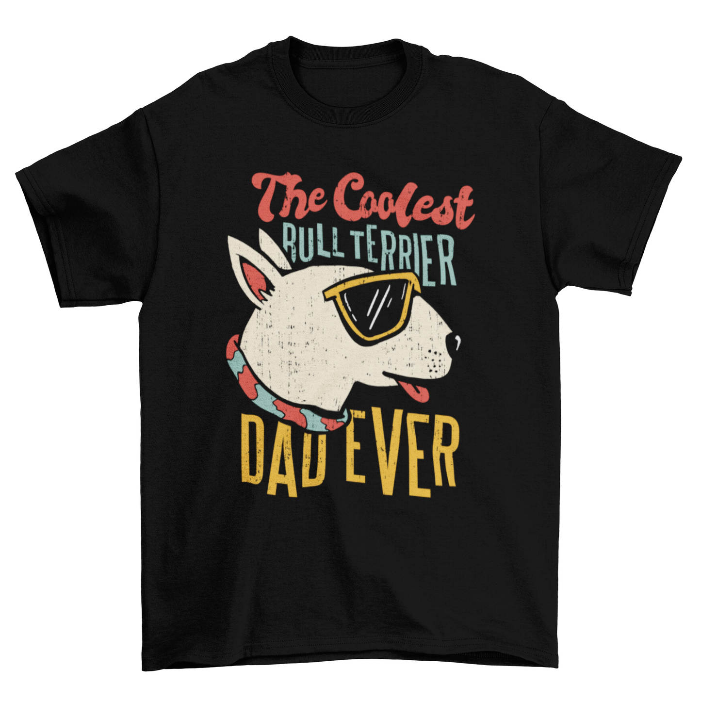 Cool bull terrier with shades with quote "Coolest bull terrier dad