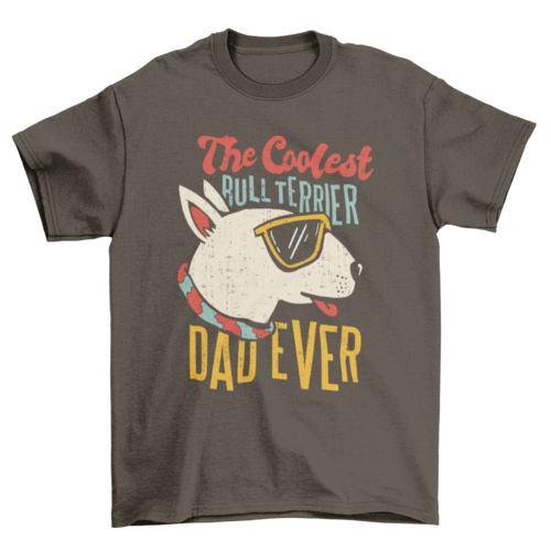 Cool bull terrier with shades with quote "Coolest bull terrier dad