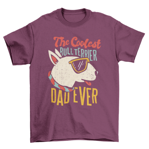 Cool bull terrier with shades with quote "Coolest bull terrier dad