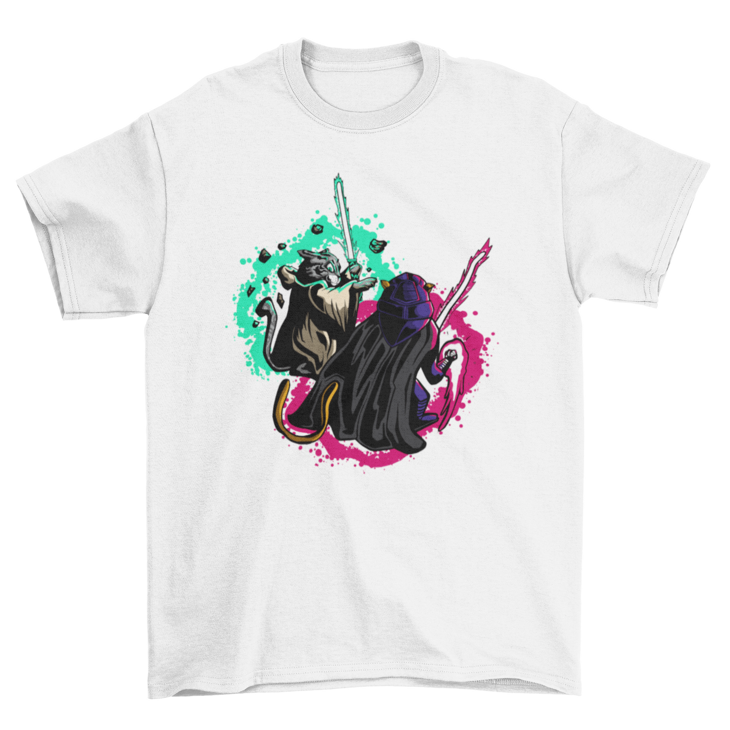 Simple Fashion Funny Parody Pet Kitten Cats Fighting light swords
