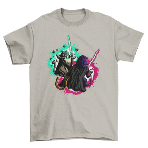 Simple Fashion Funny Parody Pet Kitten Cats Fighting light swords