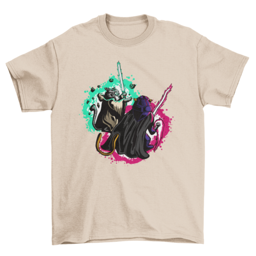 Simple Fashion Funny Parody Pet Kitten Cats Fighting light swords