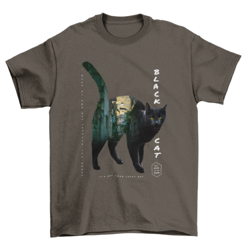 Incredible Black Pet Kitty Cat Street city double exposure effect