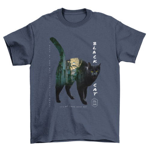 Incredible Black Pet Kitty Cat Street city double exposure effect