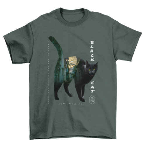 Incredible Black Pet Kitty Cat Street city double exposure effect