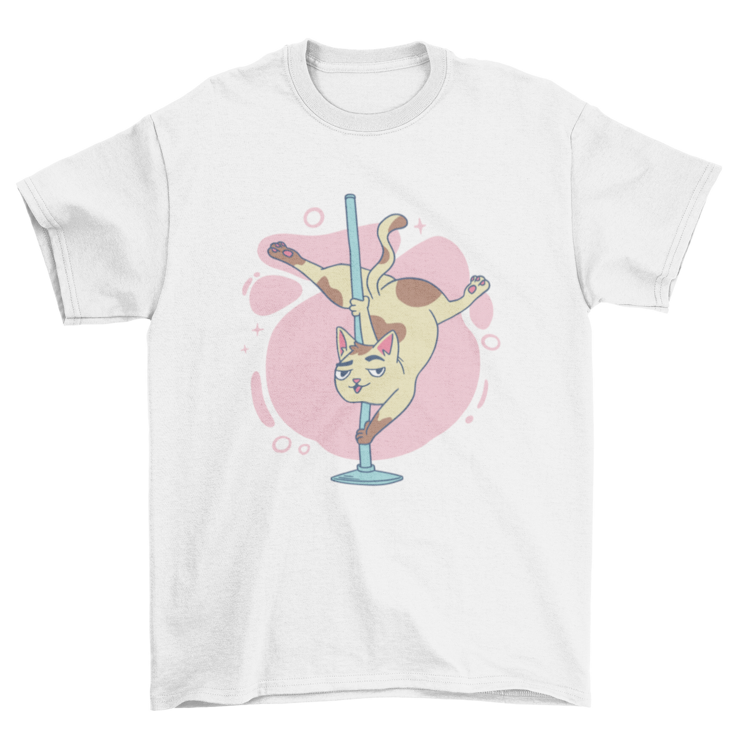 Pole dancing cat cartoon t-shirt design