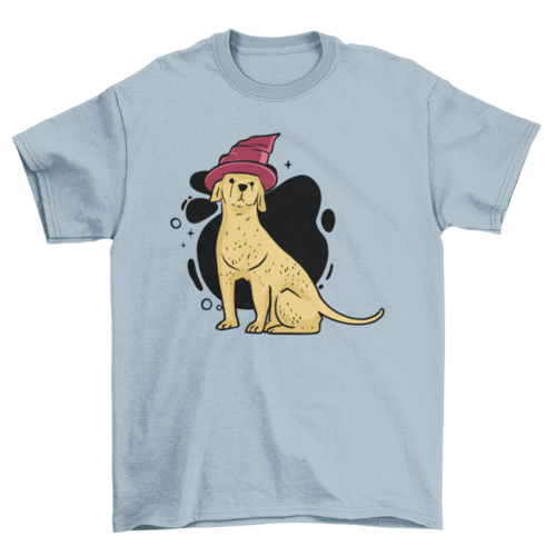 Dog in wizard hat t-shirt design