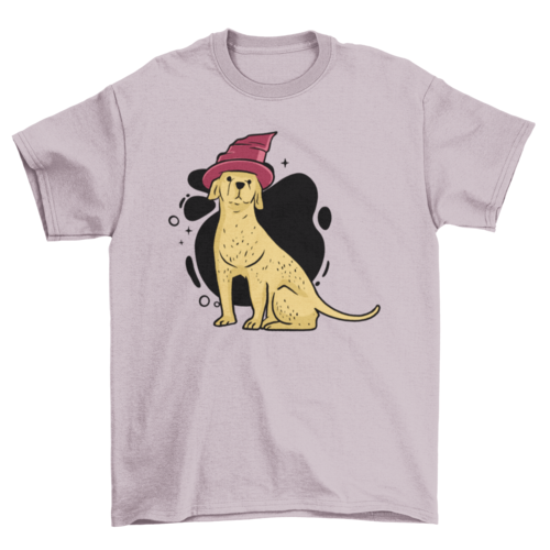 Dog in wizard hat t-shirt design