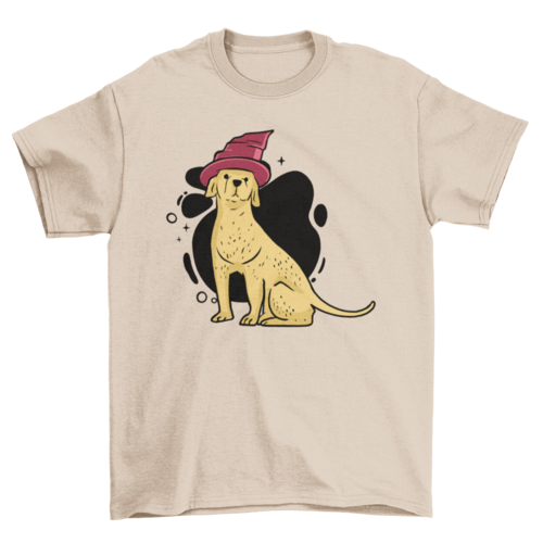 Dog in wizard hat t-shirt design