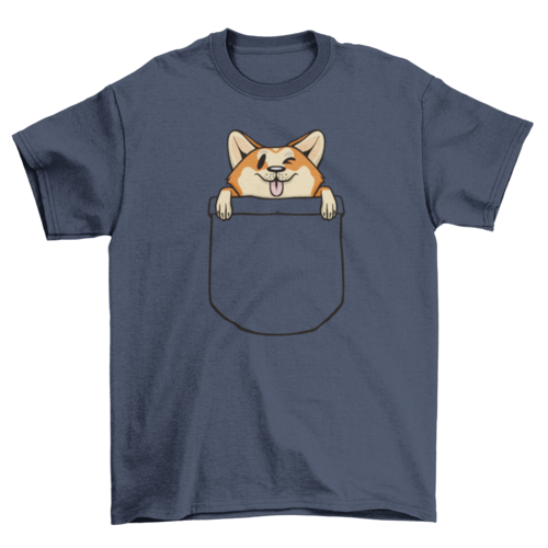 Corgi dog in pocket t-shirt