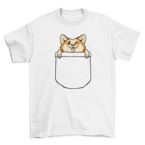 Corgi dog in pocket t-shirt