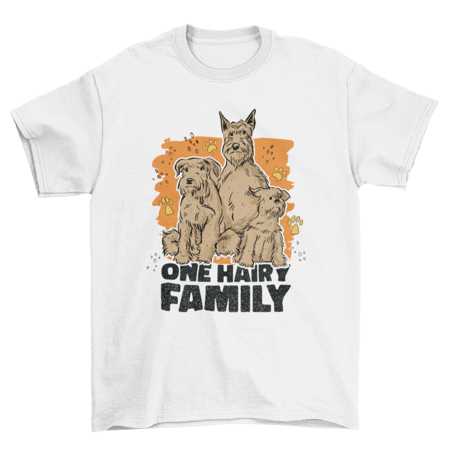Hairy dog family cute animal t-shirt