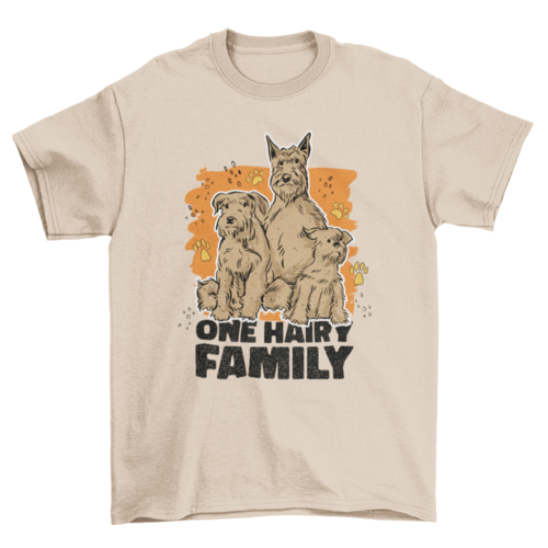 Hairy dog family cute animal t-shirt