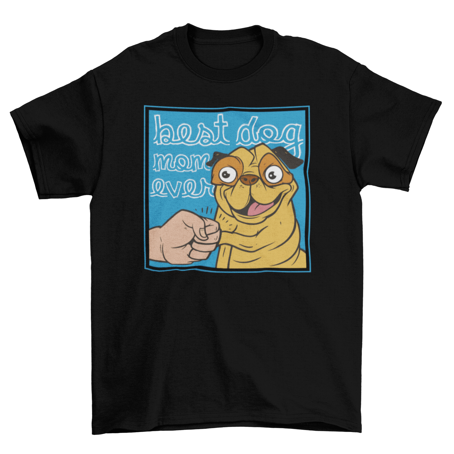Happy cartoon pug quote t-shirt