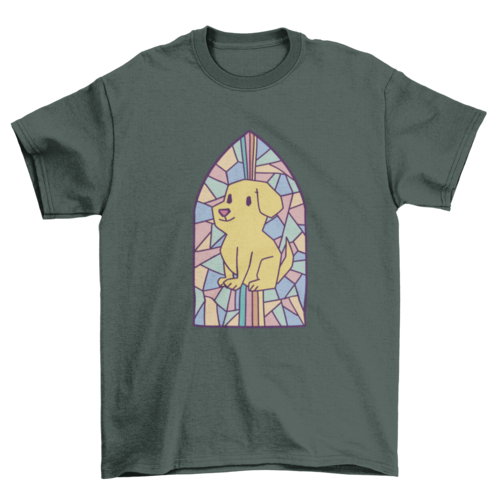 Dog in church window t-shirt design