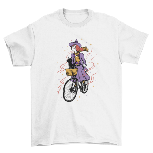 Cute Fashion Bike Witch Costume girl riding bike Basket Black cat Pet