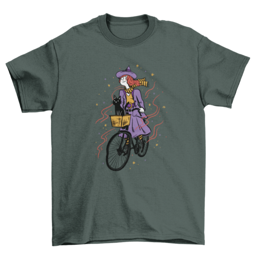 Cute Fashion Bike Witch Costume girl riding bike Basket Black cat Pet