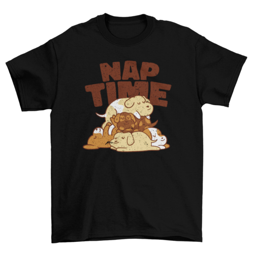 Nap time dogs cartoon t-shirt