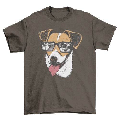 Terrier dog with glasses t-shirt