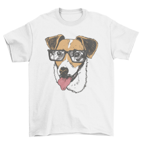 Terrier dog with glasses t-shirt