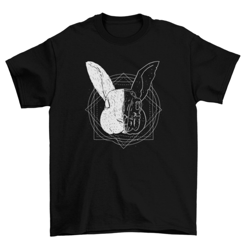 Rabbit animal divided head t-shirt