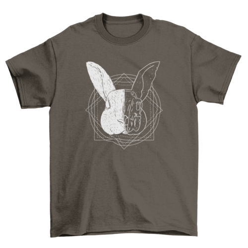 Rabbit animal divided head t-shirt