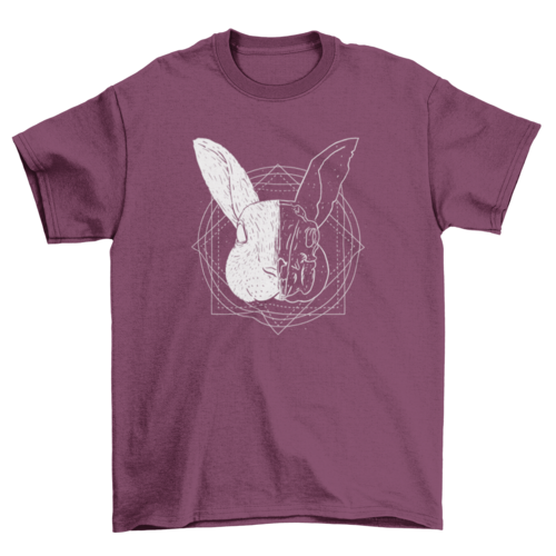 Rabbit animal divided head t-shirt