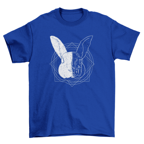 Rabbit animal divided head t-shirt