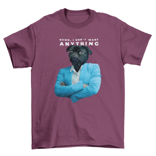 Pet Fashion Pug Dog Business Blue Suit collage Quote "Nvmd, I don't